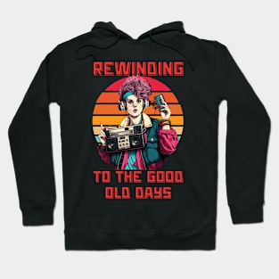 Rewinding to the Good Old Days | Rewinding 90s Boombox Ghetto blaster cassette tape Hoodie